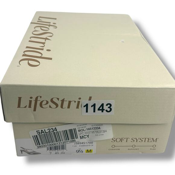 Lifestride Metallic Pointy Toe Heels 9.5 Rhinestone Buckle Arlo 2 Slingback Pump - Picture 11 of 11